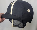 VTG Riding Helmet Hat Lock &amp; Co London Black 7 3/8 Straps Wool Polo Eque... - £310.67 GBP
