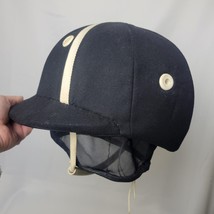 VTG Riding Helmet Hat Lock &amp; Co London Black 7 3/8 Straps Wool Polo Eque... - £311.49 GBP