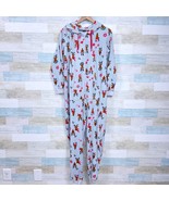 Free Press Christmas Reindeer Fleece Hooded Pajama Union Suit Gray Women... - $19.79