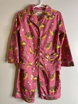 Nick and Nora pink sock monkey two piece fleece pajama 4T - $316.37 MXN