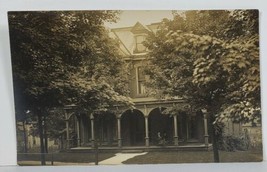 Rppc Beautiful Victorian Era Home Man on Porch Lovely Architecture Postcard O3 - £7.77 GBP