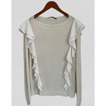 Ralph Lauren Silk Blend Sweater Top Off-White Ruffles Size Sweater Size ... - $24.74