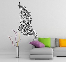 ( 37&#39;&#39; x 71&#39;&#39;) Vinyl Wall Decal Henna Pattern with Flowers / Tattoo Design Art D - £54.98 GBP
