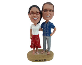 Custom Bobblehead Couple Over 50 Dressed Casually - Wedding &amp; Couples Couple Per - £121.47 GBP