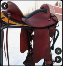 Western endurance saddle 16&quot; Eco-leather buffalo colour dark brown on drum dye . - $622.80