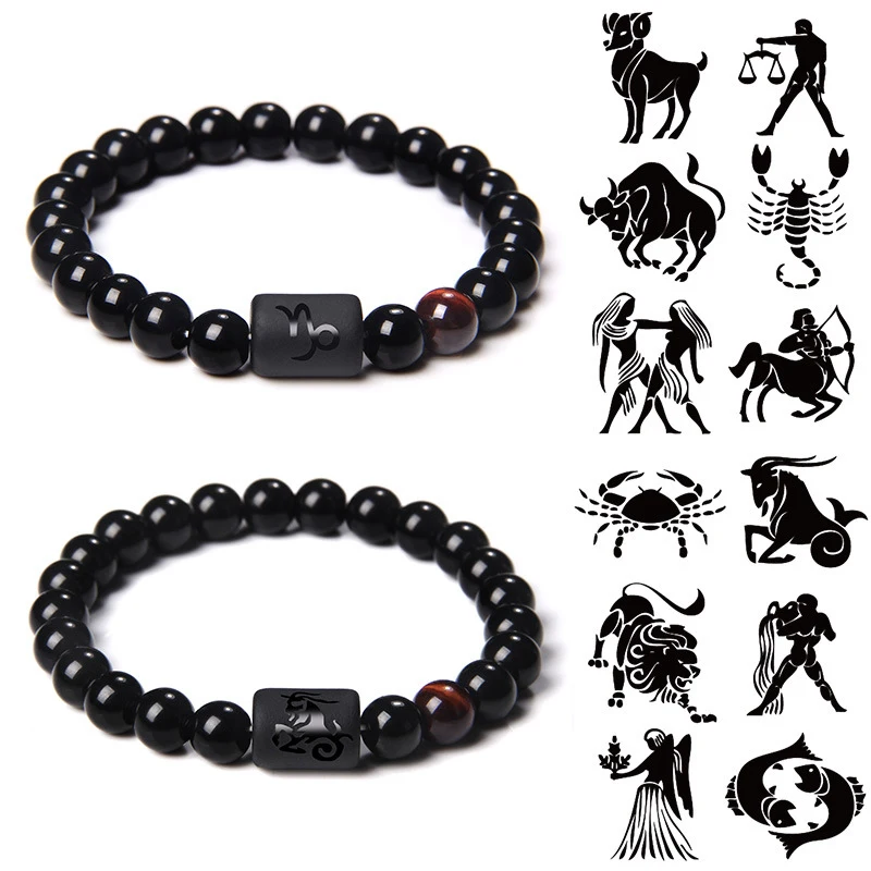 House Home Constellations Natural Gemstone A Bracelet Men Women Tiger Eyes Stone - $25.00