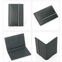 Carbon Fiber Microfiber Passport Cover Leather  Elastic Band Travel Document Wal - £29.07 GBP