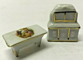 Limoges Set of 2 Serving Counter &amp; Serving Table Miniature Porcelain Figurines - £31.61 GBP