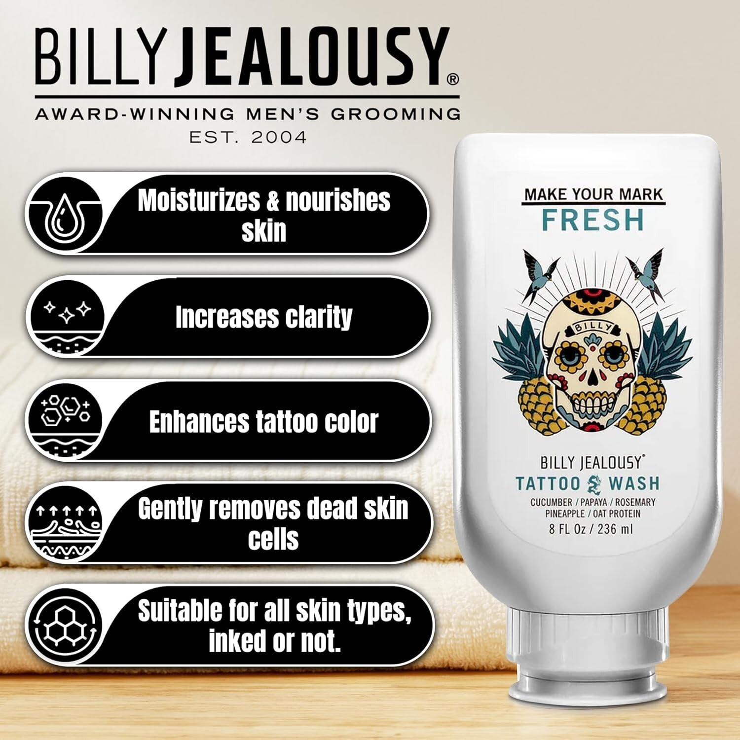 Billy Jealousy Make Your Mark Fresh Tattoo Wash, 8 oz - £11.84 GBP