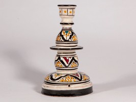 Vintage Hand Crafted Ceramic Moroccan Candlestick / Lamp Base - $14.03