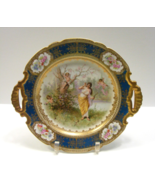 Vintage Porcelain Pottery Pierced Handle Blue Gold Plate Cupid Arrows Ch... - €126,65 EUR