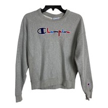 Champion Sweat Womens Shirt Size Small Gray Spell out Long Sleeve Multi Colored - £23.07 GBP