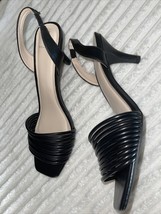 H Halston Hong Kong Sling Back Strappy Heel Sandals Shoes BLACK SZ 10 NEW - £66.14 GBP