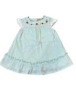 Laura Ashley 12 Months Strawberry Blue Gauze Cotton Lace Trim Dress - $352.20 MXN