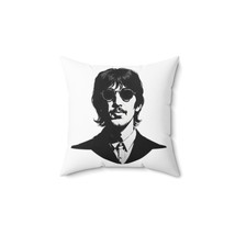 Eye-Catching Black and White Ringo Starr Portrait Square Faux Suede Pillow Case - £24.77 GBP+