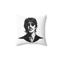 Eye-Catching Black and White Ringo Starr Portrait Square Faux Suede Pillow Case - $30.90+