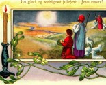 Vtg Cartolina Norvegese Un Merry E Blessed Natale Whitney Fatto Non Usato - $18.12