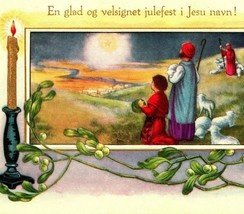 Vtg Cartolina Norvegese Un Merry E Blessed Natale Whitney Fatto Non Usato - £14.31 GBP