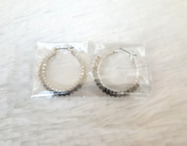 AVON NEW DAWN WRAPPED HOOP EARRINGS (GREY) ~ NEW!!! - £10.79 GBP