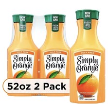 Simply Orange Pulp-Free Orange Juice, 52Oz (Pack Of 2) - $31.99