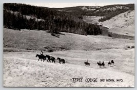 Riding Horseback At Tepee Lodge Big Horn Wyoming RPPC Real Photo Postcard V26 - £11.72 GBP