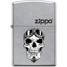 Zippo Lighter - Biker Skull With Logo Street Chrome - 853940 - £18.67 GBP