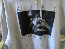 KURT COBAIN - Full Zip Up Gray Hoodie w/ Drawstring ~BRAND NEW~ XXL - £31.02 GBP