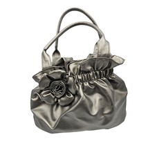 Bueno Women&#39;s Shiney Gray Puffy Handbag with Rose Decor Shoulder Bag - $16.99