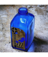 Vtg Square Cobalt Blue Glass Bottle w/Label Harvey Photochemical 777 Rep... - £63.90 GBP