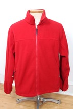 LL Bean L Red Fleece Full Zip Drawstring Waist Jacket - £23.91 GBP