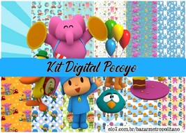 Digital Scrapbook Kit - Pocoyo Digital Kit (11 Papers) Instant Download - £2.27 GBP