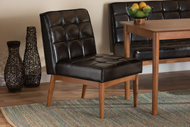 Yara Dark Brown Faux Leather Upholstered and Walnut Brown Dining Chair - $239.00