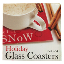 Glass Coasters Set of 4 Holiday Winter Christmas Snow Gifts Plus, Inc. 5669 - £9.22 GBP