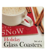 Glass Coasters Set of 4 Holiday Winter Christmas Snow Gifts Plus, Inc. 5669 - £9.04 GBP