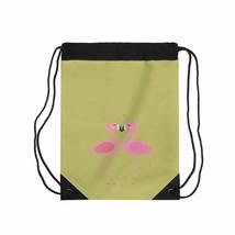 Flamingo In Love Valentine&#39;s Day Olive Green Drawstring Bag - £43.76 GBP