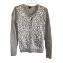 Ann Taylor Embellished Sequined Cardigan Sweater XS Gray Wool Blend 8% C... - £15.50 GBP