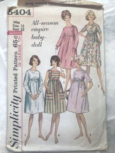 Primary image for LOVELY Vintage 1964 DRESS Simplicity 5405 Sz 12 All Season Empire Baby Doll