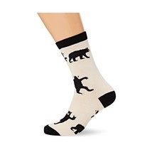 Little Blue House by Hatley Women&#39;s Crew Socks - Black Bears On Natural ... - $14.00