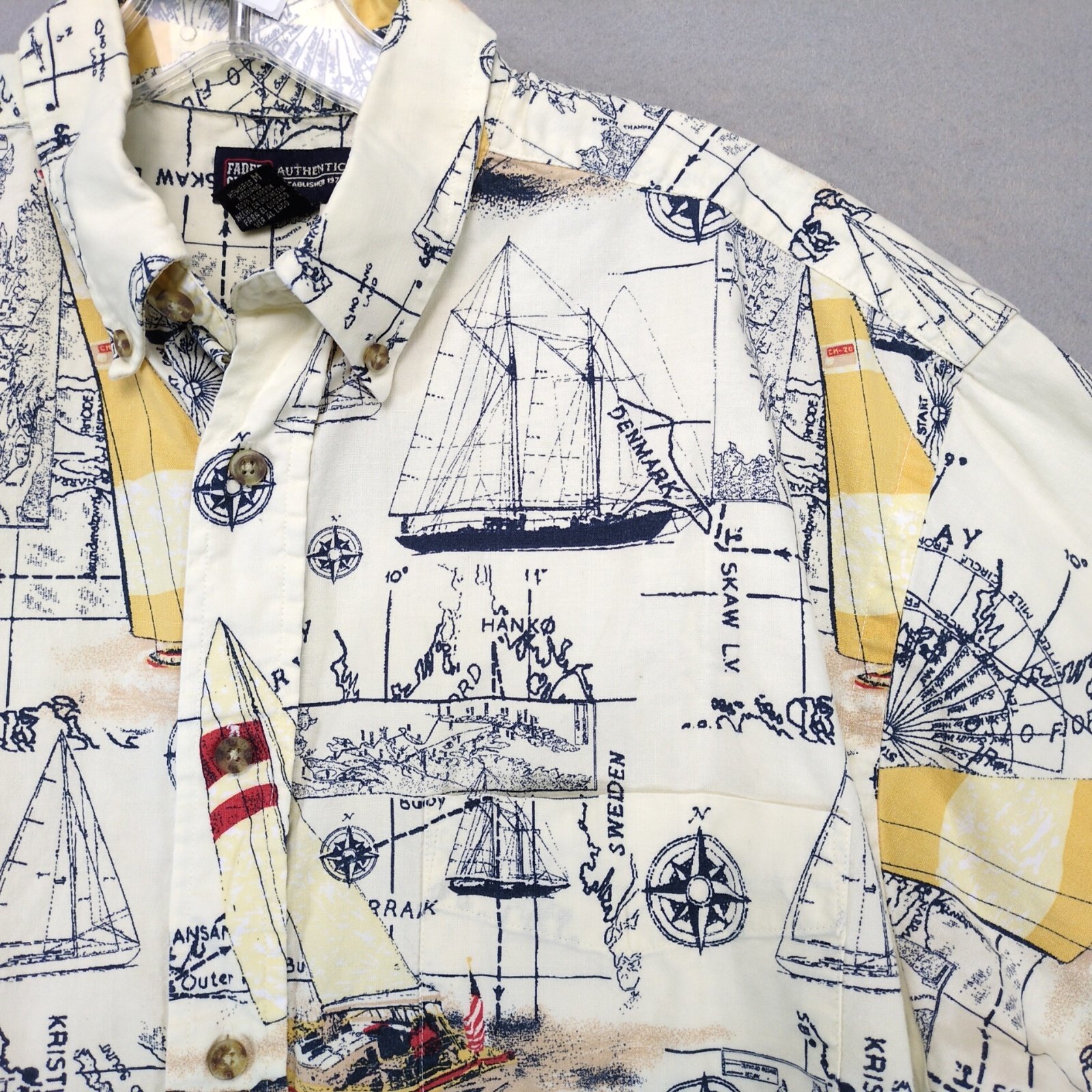 Vtg Faded Glory Nautical Sailing Ships Shirt Men's M Button Down Cotton Coastal Item image 9
