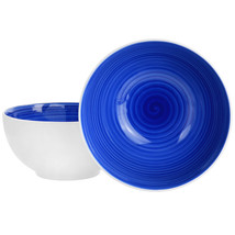 Gibson Home Crenshaw 7 Inch 2 Piece Stoneware Bistro Bowl Set in Blue and White - $42.32