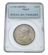 1936 50C Lynchburg Conmemorativas Medio Dólar Graduado Por Calidad MS65 Rattler - £257.19 GBP