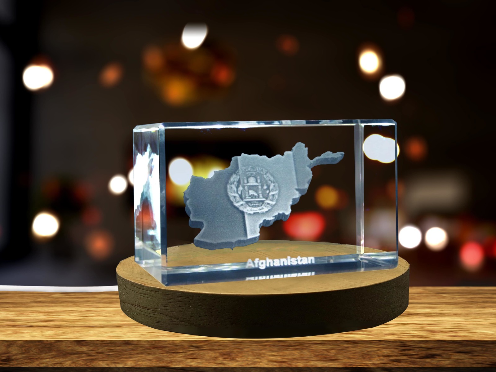 LED Base included | Afghanistan 3D Engraved Crystal 3D Engraved Crystal Keepsake