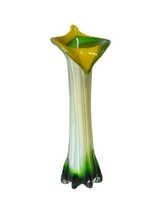 Art Glass Vase Calla Lily Hand Blown 11.5&quot; Tall Murano Style - £32.21 GBP