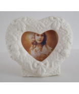Heart Picture Frame Unglazed Embossed Ceramic Creamy White 4.5W x 4&quot;H  - $222.75 MXN