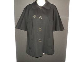Trina Turk Capelet, Poncho/Cape, Size M Coat, Black, Button Front, Lightweight - £51.56 GBP