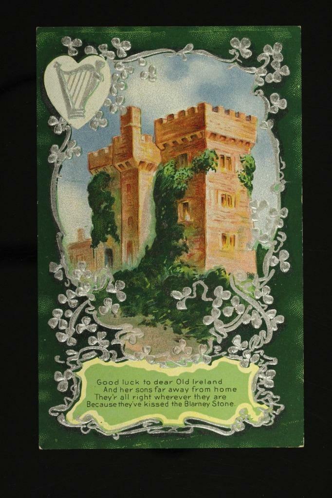 Vintage Paper Postcard Ireland Good Luck Blarney Stone Castle St Patrick... - $7.61