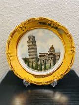 Vintage Italian Gold Rimmed PORCELAIN-PISA Torre Pendente E Abside Del Duomo 11&quot; - £38.05 GBP