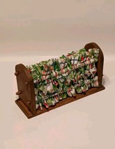 Wood Napkin Holder Green Red Strawberry Fabric Sides Handcrafted Vintage... - £13.66 GBP