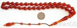 Prayer Beads Tesbih Cognac Color Turkish Amber Catalin - Sufi Carving - £152.41 GBP