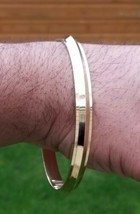 Sikh brass kara collar edge gold look singh kaur bangle khalsa kada bracelet cc5 - £19.07 GBP